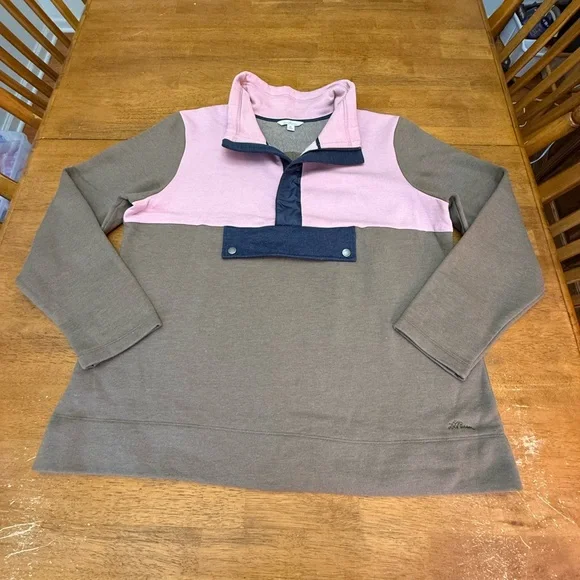 L.L. Bean Pink, Olive and Navy Women's Pullover Sweatshirt XL - Picture 1 of 7